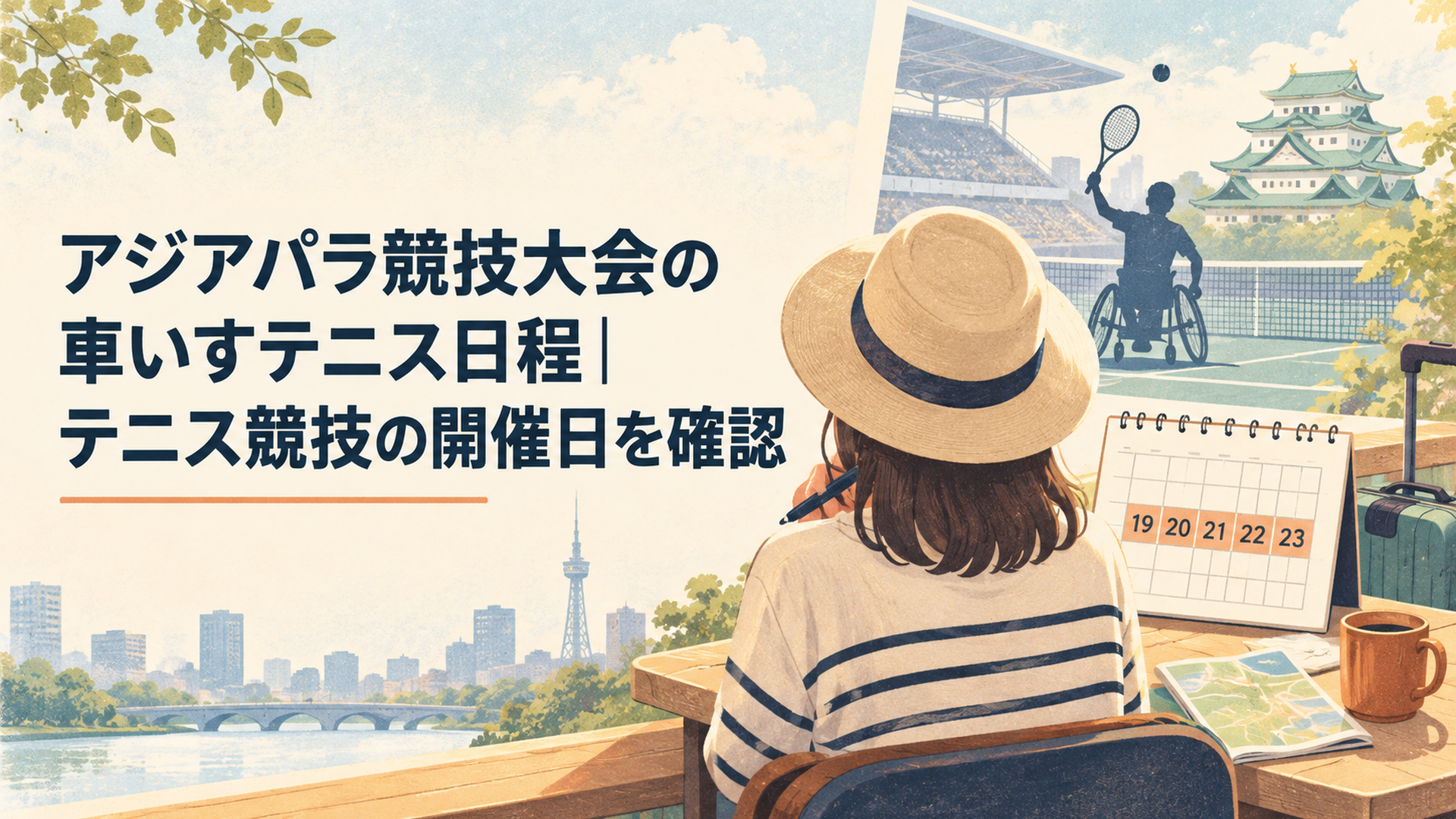 10月19日から23日までの車いすテニス日程をカレンダーで確認しながら名古屋での観戦計画を立てる人の穏やかなイメージ